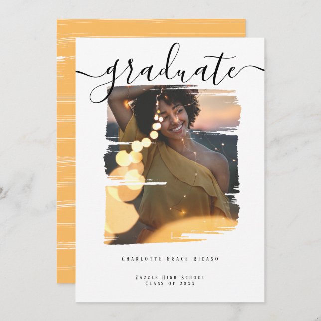 Invitation Typographie Photo Graduation personnalisée (Devant / Derrière)