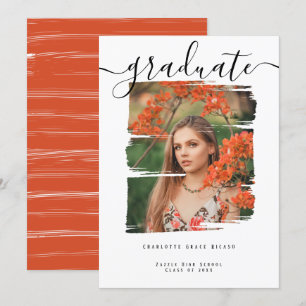 Invitation Typographie Photo Graduation personnalisée