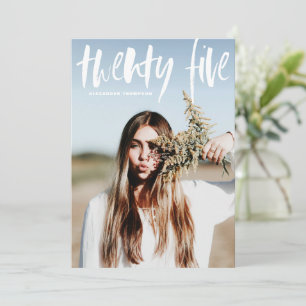 Invitation Typographie Pinceau Blanc 2024 Photo Diplôme