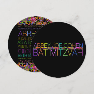 Invitation Typographie PixDezines/néon/bat mitzvah