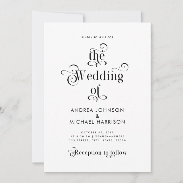 Invitation Typographie Rétro Code QR Tout En Un Blanc Propre (Devant)