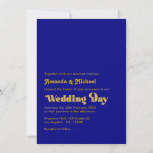 Invitation Typographie Rétro Gras Mariage Navy et Or