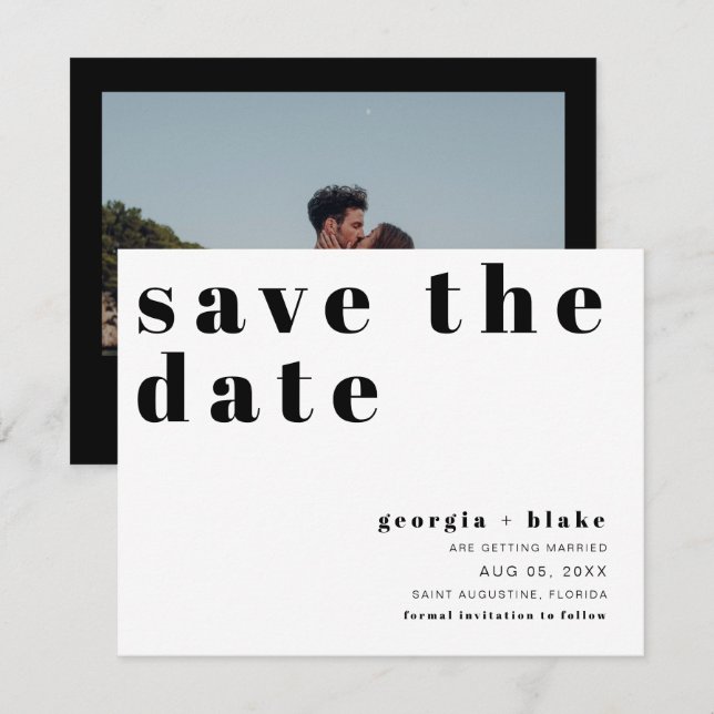 Invitation Typographie rétro gras Save the Date contemporain (Devant / Derrière)