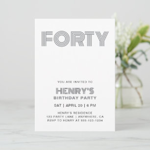Invitation Typographie Rétro Moderne Chic 40e Anniversaire