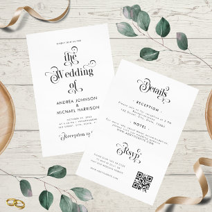 Invitation Typographie rétro Nettoyer blanc tout en un code Q