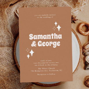 Invitation Typographie rétro Tons de Terre Mariage moderne