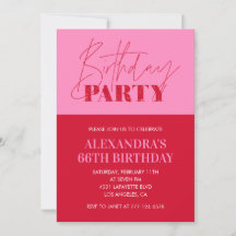 Typographie rose chic moderne 66e anniversaire fêt