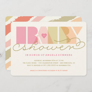 Invitation Typographie rose moderne Baby shower féminin color