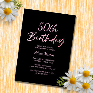 Invitation Typographie rose moderne et minimale Anniversaire 