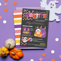 Typographie rose monstre Baby shower d'Halloween
