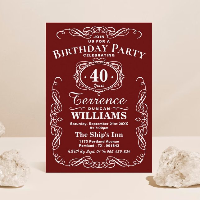 Invitation Typographie Rouge & Blanc tendance Fête d'annivers (Créateur téléchargé)