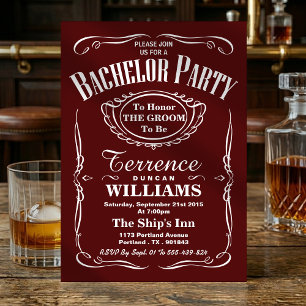 Invitation Typographie rouge tendance pour enterrement de vie