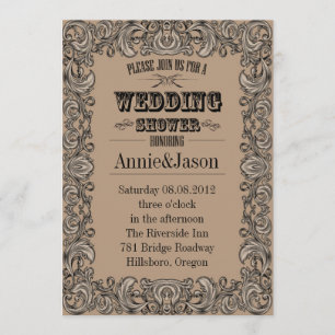 Invitation typographie rustique mariage campagnard occidental