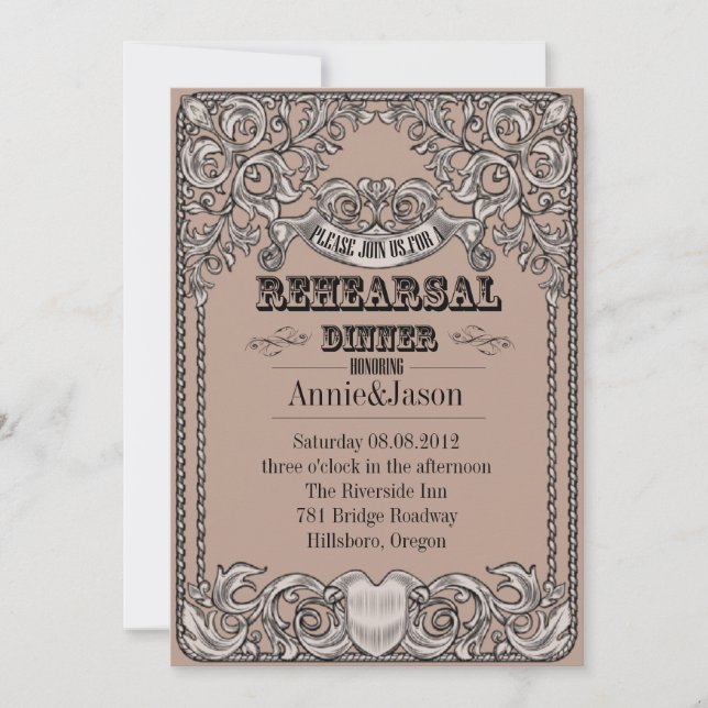Invitation typographie rustique mariage western country (Devant)