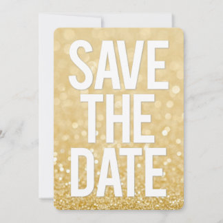 Invitation Typographie Save the Date Pailleté Or