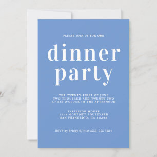 Invitation Typographie Simple Chic Dîner Bleu