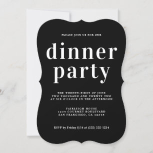 Invitation Typographie Simple Chic Soirée Dîner Noir