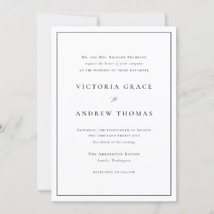 Invitation Typographie simple en noir et blanc Mariage offici