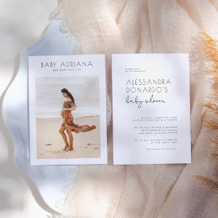 Invitation Typographie simple et élégante Baby shower photo m