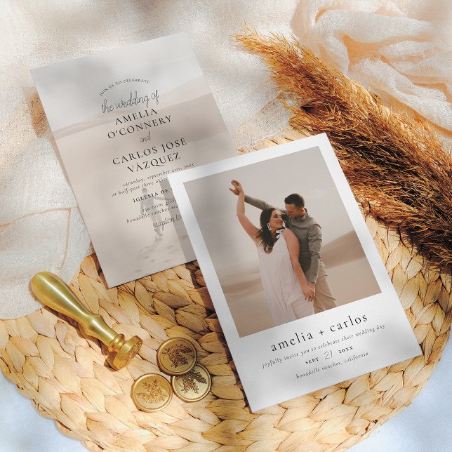 Invitation Typographie simple et élégante Mariage photo moder (Créateur téléchargé)