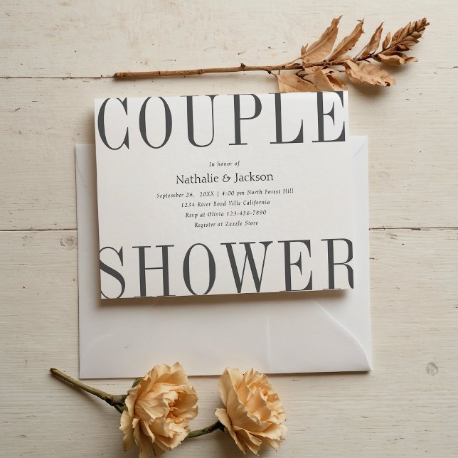 Invitation Typographie simple Gris Couple Douche nuptiale (Créateur téléchargé)