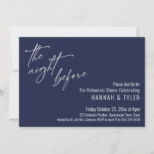 Invitation Typographie Simple La Nuit Avant Bleu Marine