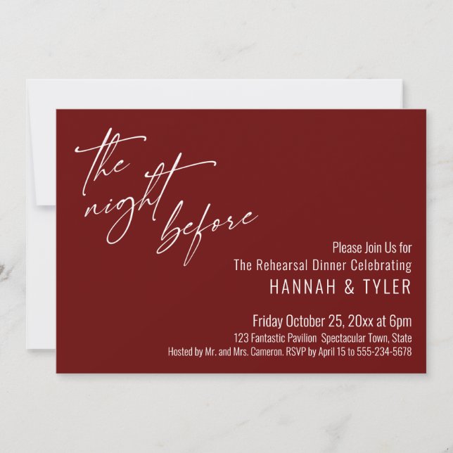 Invitation Typographie Simple La Nuit Avant Bourgogne (Devant)