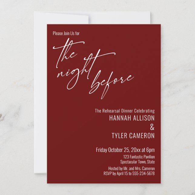 Invitation Typographie Simple La Nuit Avant Bourgogne (Devant)