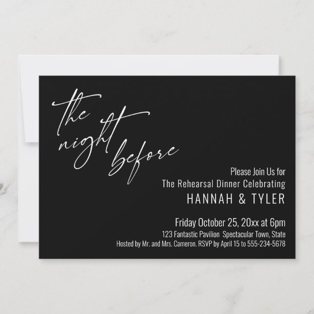 Invitation Typographie Simple La Nuit Avant Noir (Devant)