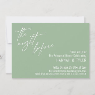 Invitation Typographie Simple La Nuit Avant Vert Sauge