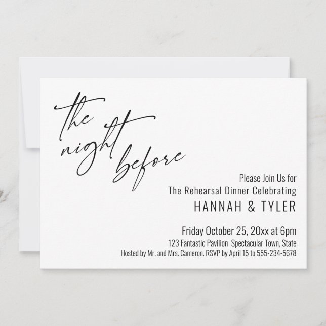 Invitation Typographie simple La veille Contemporain (Devant)