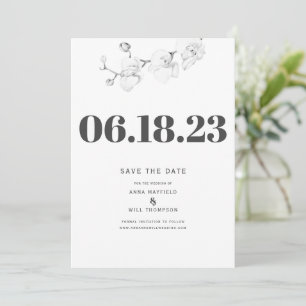 Invitation Typographie simple Mariage moderne orchidée Date d