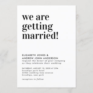 Invitation Typographie simple Nous nous marions Mariage