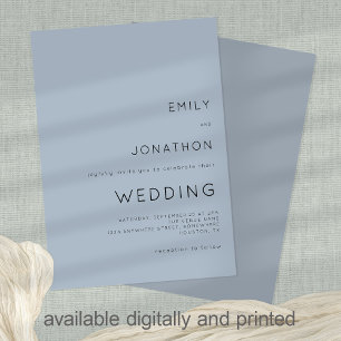 Invitation Typographie simple Personnalisé Dusty Mariage bleu