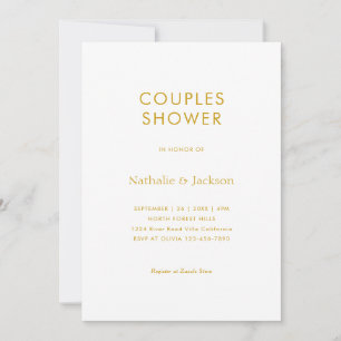 Invitation Typographie simple White Gold Couple Douche nuptia