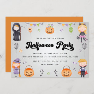 Invitation Typographie super Automne Costume enfant Halloween