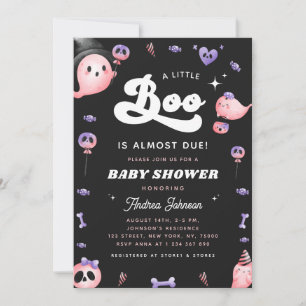 Invitation Typographie super et Baby shower Fille Fantôme Ros