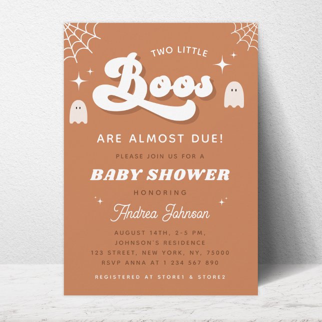 Invitation Typographie super Retro Ghost Twin Baby shower (Créateur téléchargé)