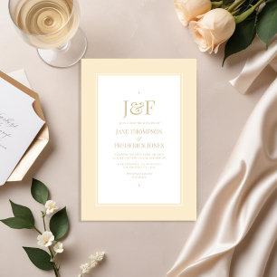 Invitation Typographie tendance Champagne et Mariage ivoire