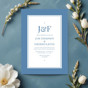 Invitation Typographie tendance Dusty Blue Mariage