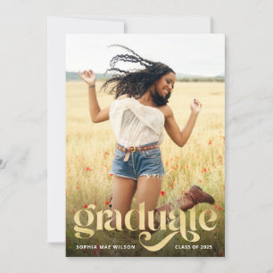 Invitation Typographie tendance Gold Overlay Photo Grad Party