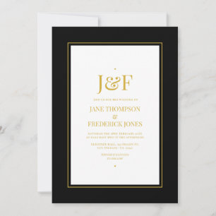 Invitation Typographie tendance Mariage noir et or