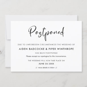 Invitation Typographie tendance moderne Report de la date de