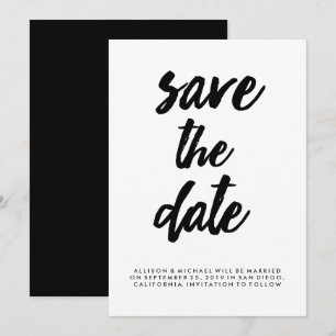 Invitation Typographie Tendance Noir et Blanc Enregistrer la 