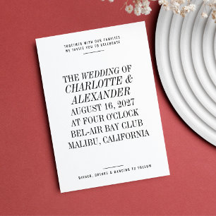 Invitation Typographie ultra minimaliste Mariage noir blanc