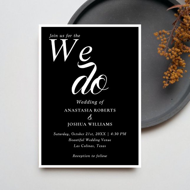 Invitation Typographie Unique Nous Réalisons Mariage Noir & O (Créateur téléchargé)