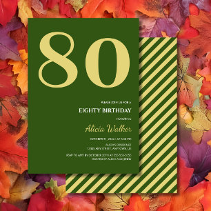 Invitation Typographie verte minimale de l'or Anniversaire