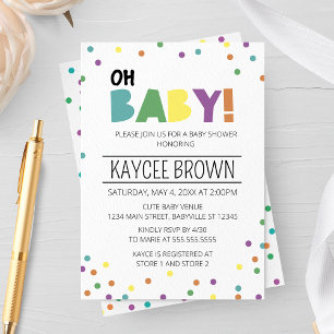 Invitation Typographie vibrante Oh Baby Baby shower Invitatio