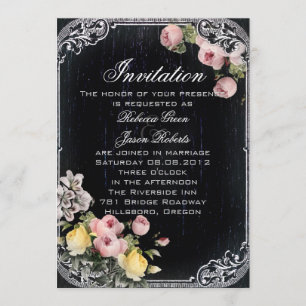 Invitation typographie vintage florale mariage Chalkboard