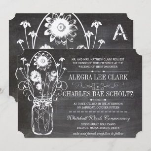 Invitation Typographie Vintage Pot Mason Tableau Noir Rustiqu